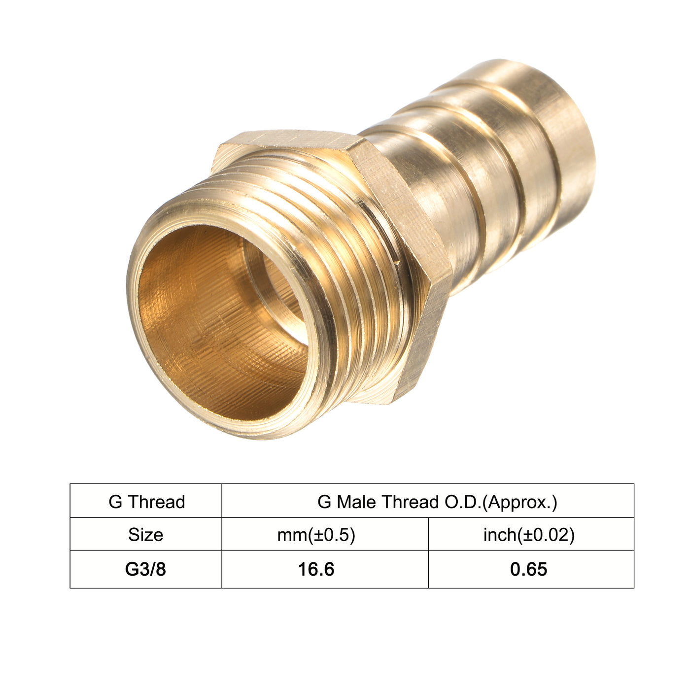 uxcell Uxcell Brass Hose Barb Fitting Straight Male Thread Pipe Connector with Stainless Steel Hose Clamp