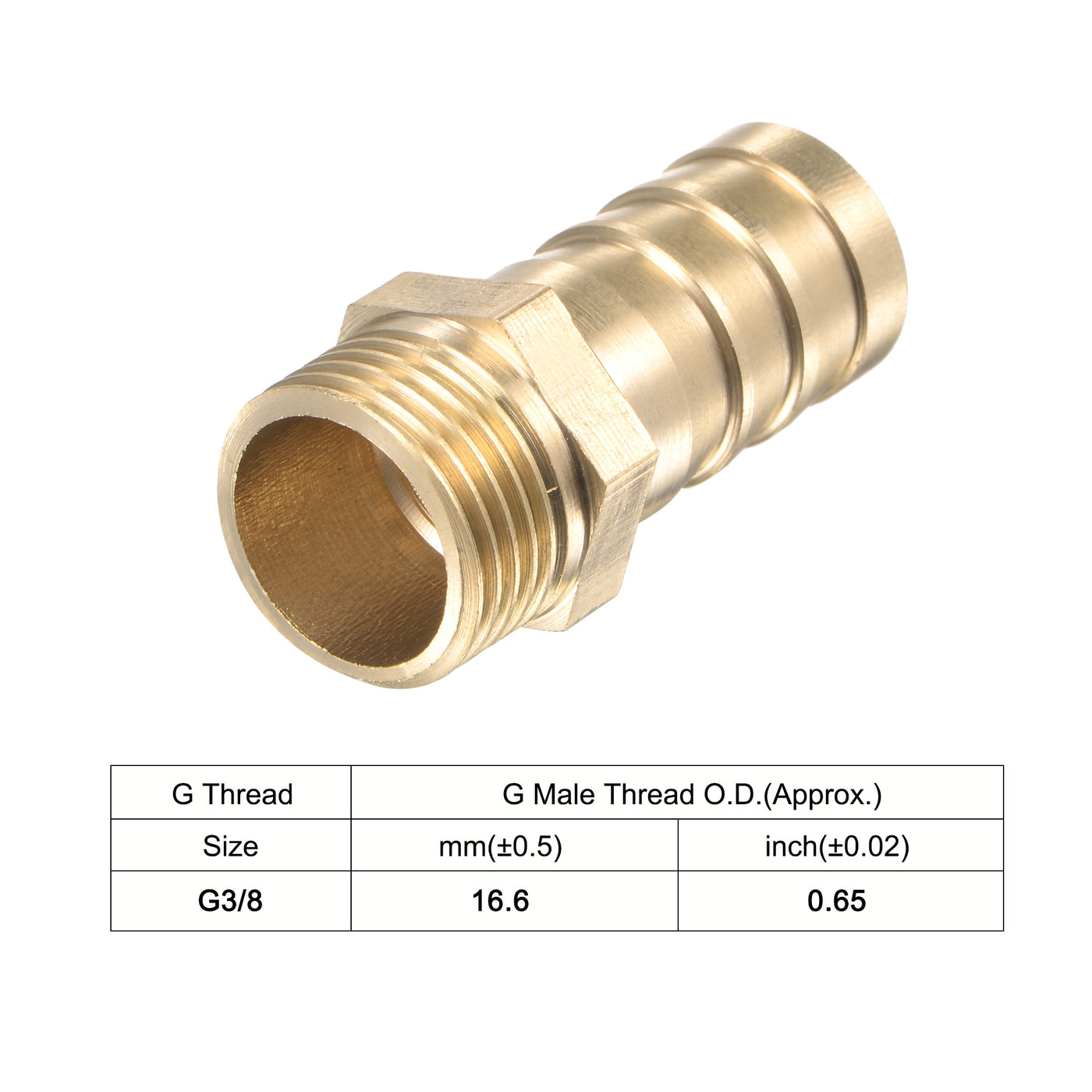 uxcell Uxcell Brass Hose Barb Fitting Straight Male Thread Pipe Connector with Stainless Steel Hose Clamp