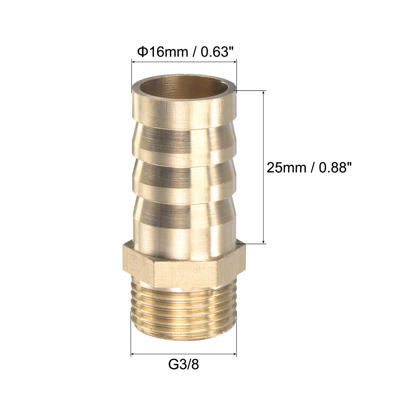 uxcell Uxcell Brass Hose Barb Fitting Straight Male Thread Pipe Connector with Stainless Steel Hose Clamp