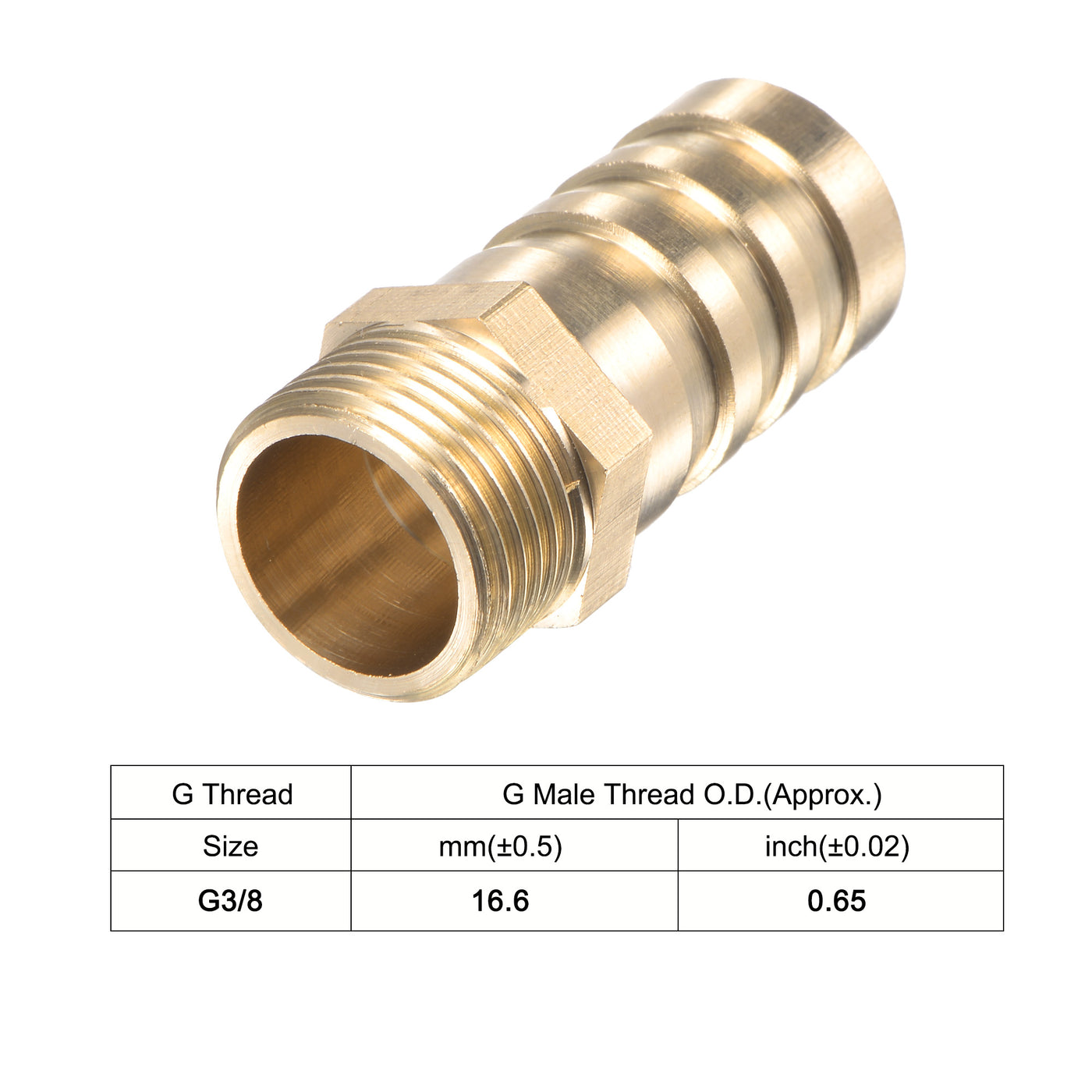 uxcell Uxcell Brass Hose Barb Fitting Straight Male Thread Pipe Connector with Stainless Steel Hose Clamp