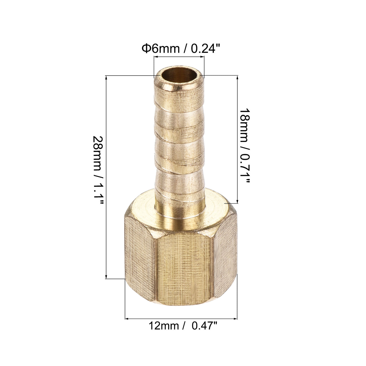 Uxcell Uxcell Brass Barb Hose Fitting Connector Adapter 10mm Barbed x G1/8 Female Pipe with 6-12mm Hose Clamp 2Set