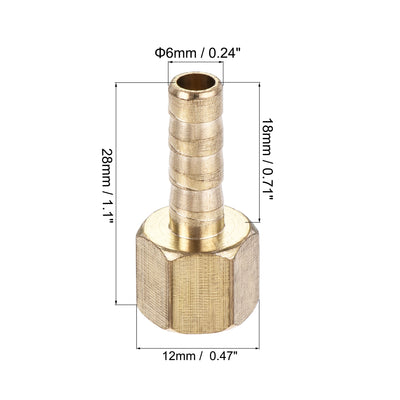 Harfington Uxcell Brass Barb Hose Fitting Connector Adapter 10mm Barbed x G1/8 Female Pipe with 6-12mm Hose Clamp 2Set