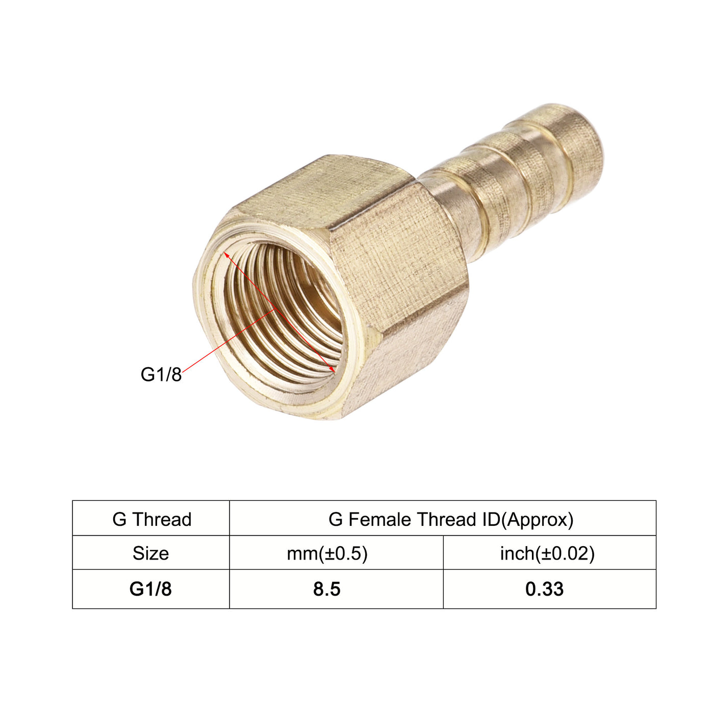 Uxcell Uxcell Brass Barb Hose Fitting Connector Adapter 10mm Barbed x G1/8 Female Pipe with 6-12mm Hose Clamp 2Set