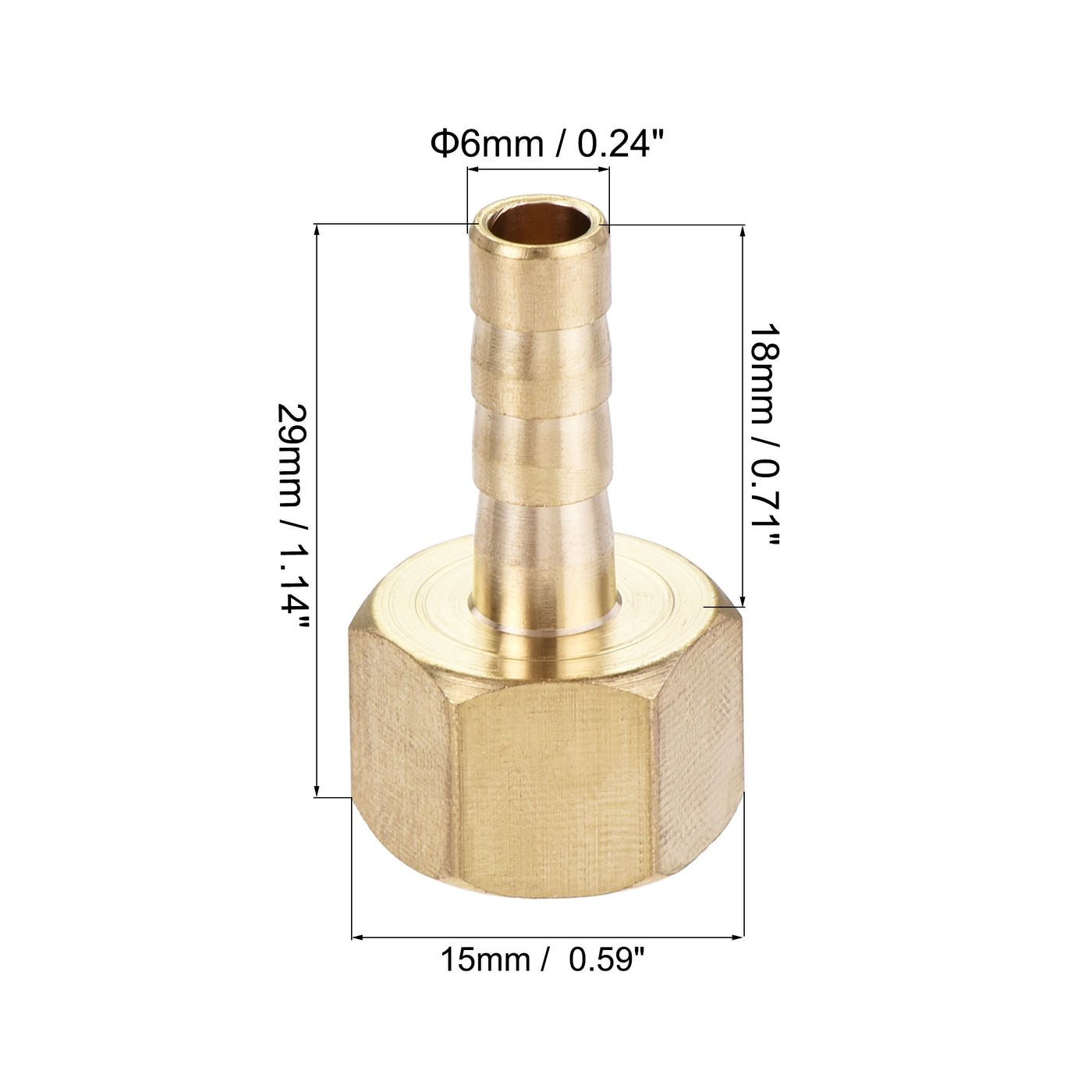 Uxcell Uxcell Brass Barb Hose Fitting Connector Adapter 12mm Barbed x G1/4 Female Pipe with 9-16mm Hose Clamp 2Set