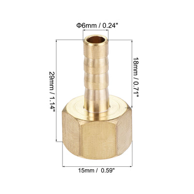 Harfington Uxcell Brass Barb Hose Fitting Connector Adapter 12mm Barbed x G1/4 Female Pipe with 9-16mm Hose Clamp 2Set