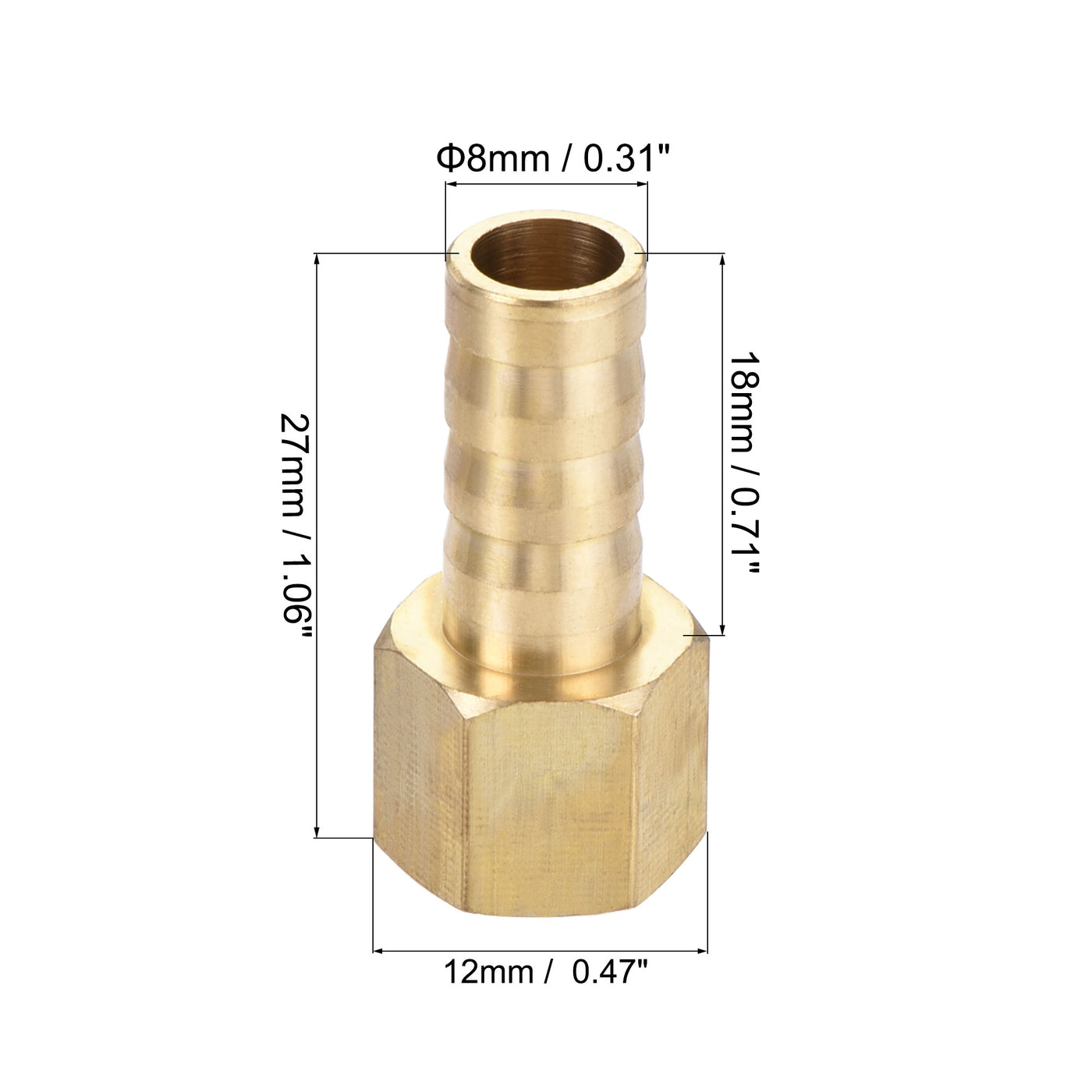 Uxcell Uxcell Brass Barb Hose Fitting Connector Adapter 10mm Barbed x G1/8 Female Pipe with 6-12mm Hose Clamp 2Set