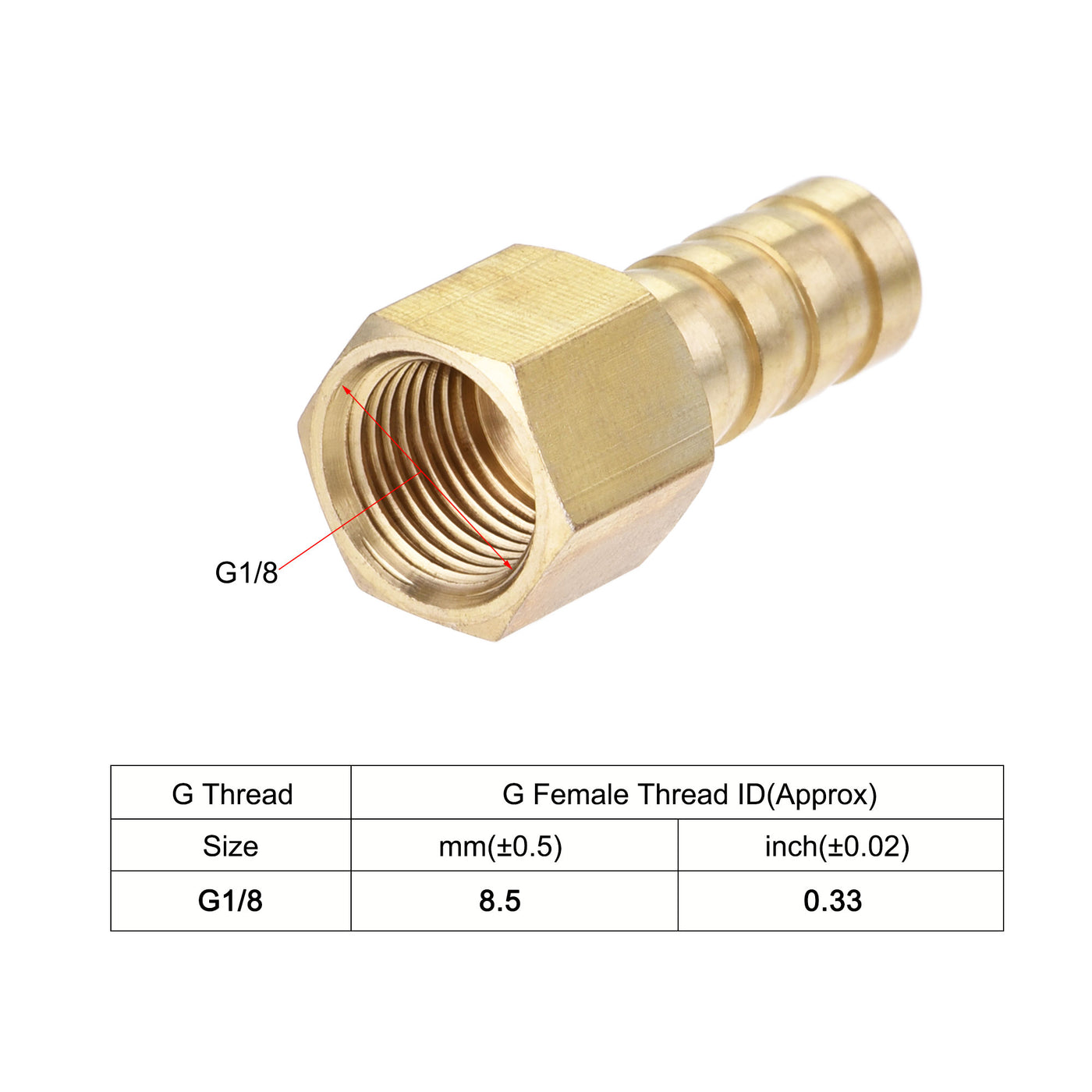 Uxcell Uxcell Brass Barb Hose Fitting Connector Adapter 10mm Barbed x G1/8 Female Pipe with 6-12mm Hose Clamp 2Set