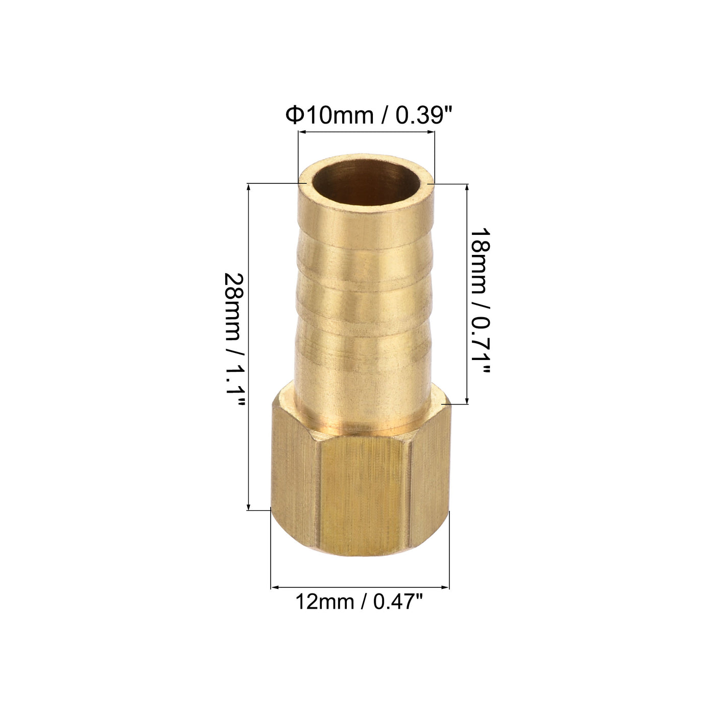 Uxcell Uxcell Brass Barb Hose Fitting Connector Adapter 10mm Barbed x G1/8 Female Pipe with 6-12mm Hose Clamp 2Set