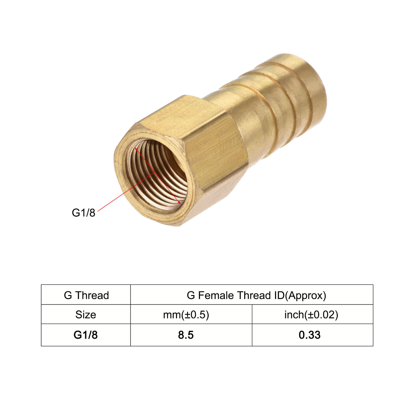 Uxcell Uxcell Brass Barb Hose Fitting Connector Adapter 10mm Barbed x G1/8 Female Pipe with 6-12mm Hose Clamp 2Set