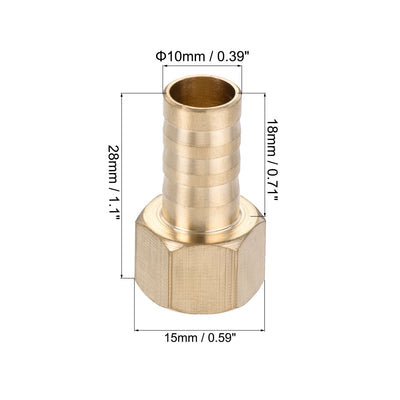 Harfington Uxcell Brass Barb Hose Fitting Connector Adapter 12mm Barbed x G1/4 Female Pipe with 9-16mm Hose Clamp 2Set