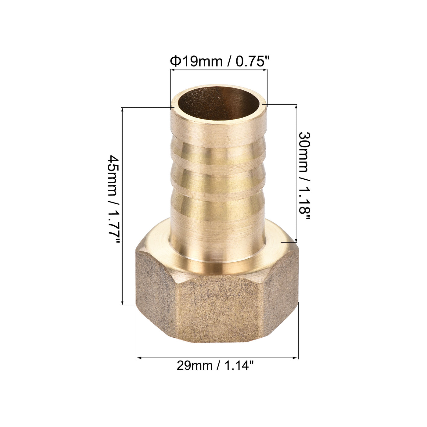 uxcell Uxcell 2 Sätz Messing Barb Schlauchanschluss Adapter 19mm Barbed x G3/4 Innenrohr mit 16-25mm Schlauchklemme