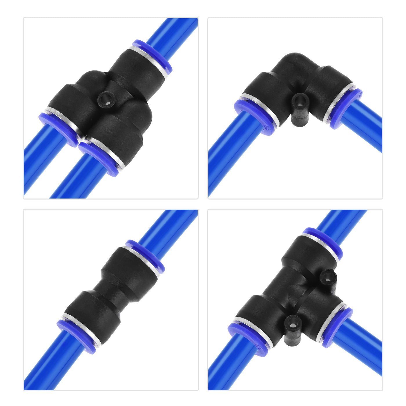 uxcell Uxcell Pneumatic OD Polyurethane PU Air Hose Tubing Kit with 8 Pcs Push to Connect Fittings