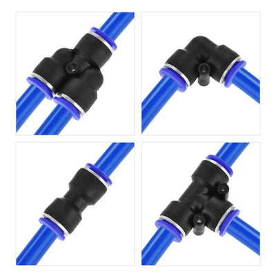 Harfington Uxcell Pneumatic OD Polyurethane PU Air Hose Tubing Kit with 8 Pcs Push to Connect Fittings