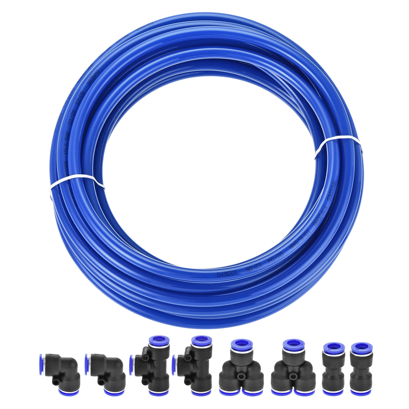 uxcell Uxcell Pneumatic OD Polyurethane PU Air Hose Tubing Kit with 8 Pcs Push to Connect Fittings