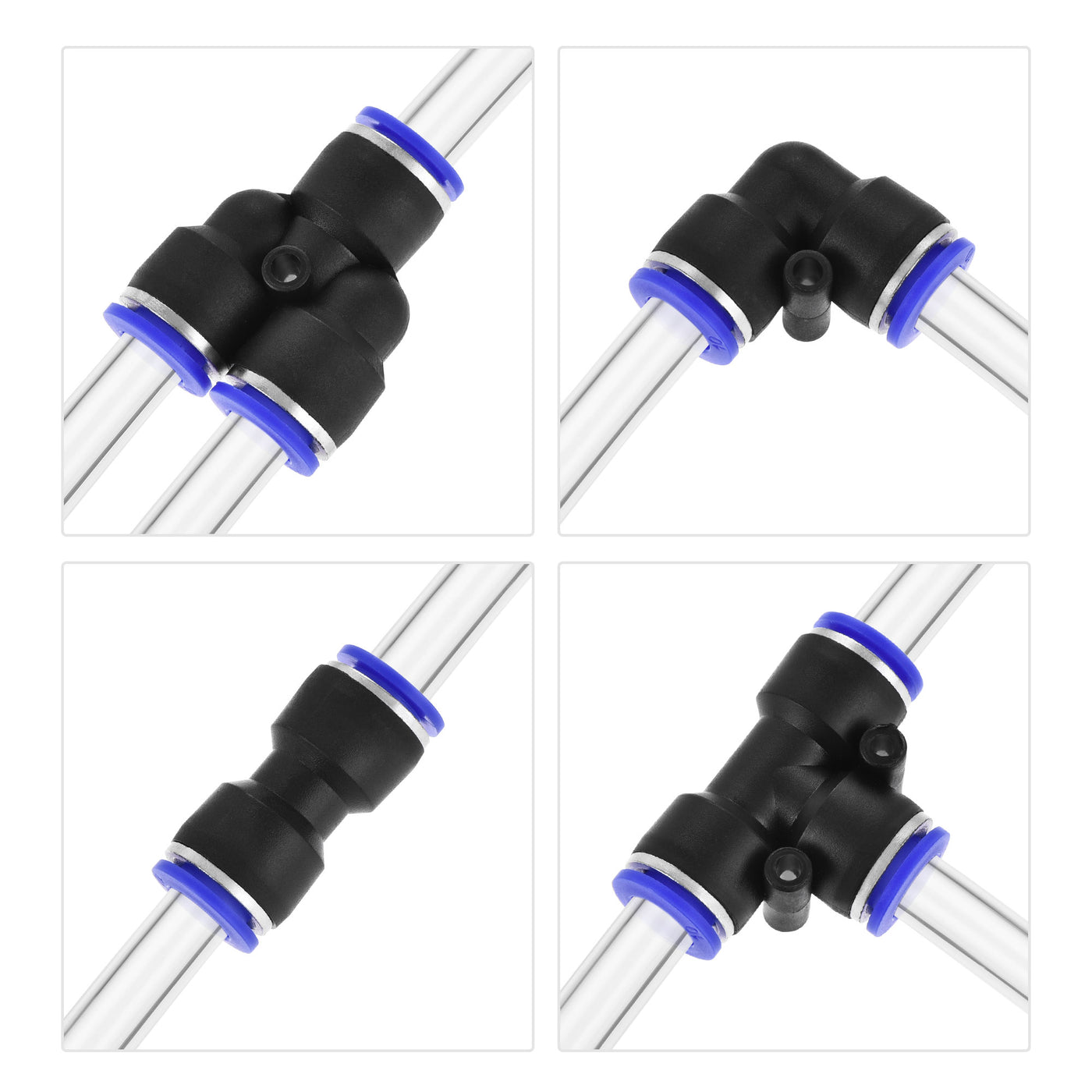 uxcell Uxcell Pneumatic OD Polyurethane PU Air Hose Tubing Kit with 8 Pcs Push to Connect Fittings