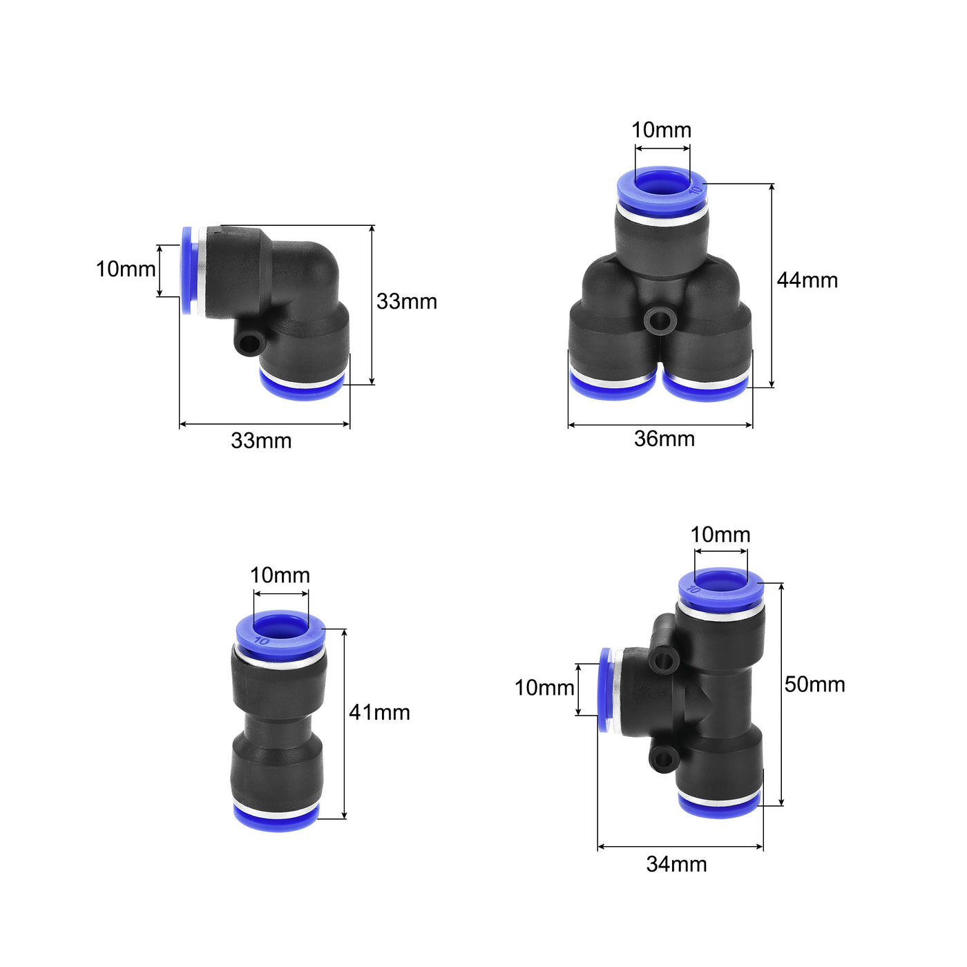 uxcell Uxcell Pneumatic OD Polyurethane PU Air Hose Tubing Kit with 8 Pcs Push to Connect Fittings