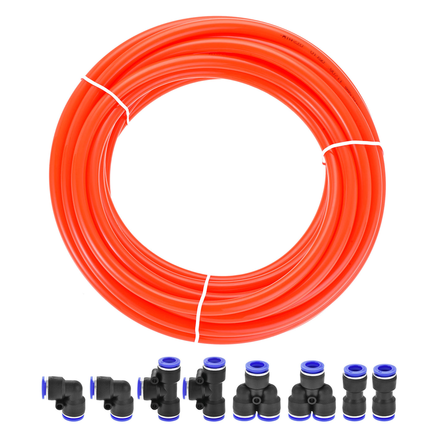 uxcell Uxcell Pneumatic OD Polyurethane PU Air Hose Tubing Kit with 8 Pcs Push to Connect Fittings