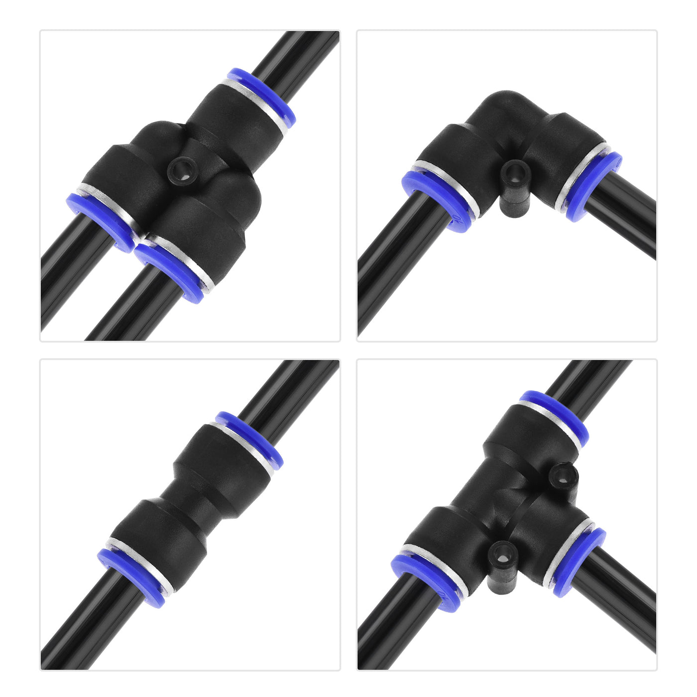 uxcell Uxcell Pneumatic OD Polyurethane PU Air Hose Tubing Kit with 8 Pcs Push to Connect Fittings