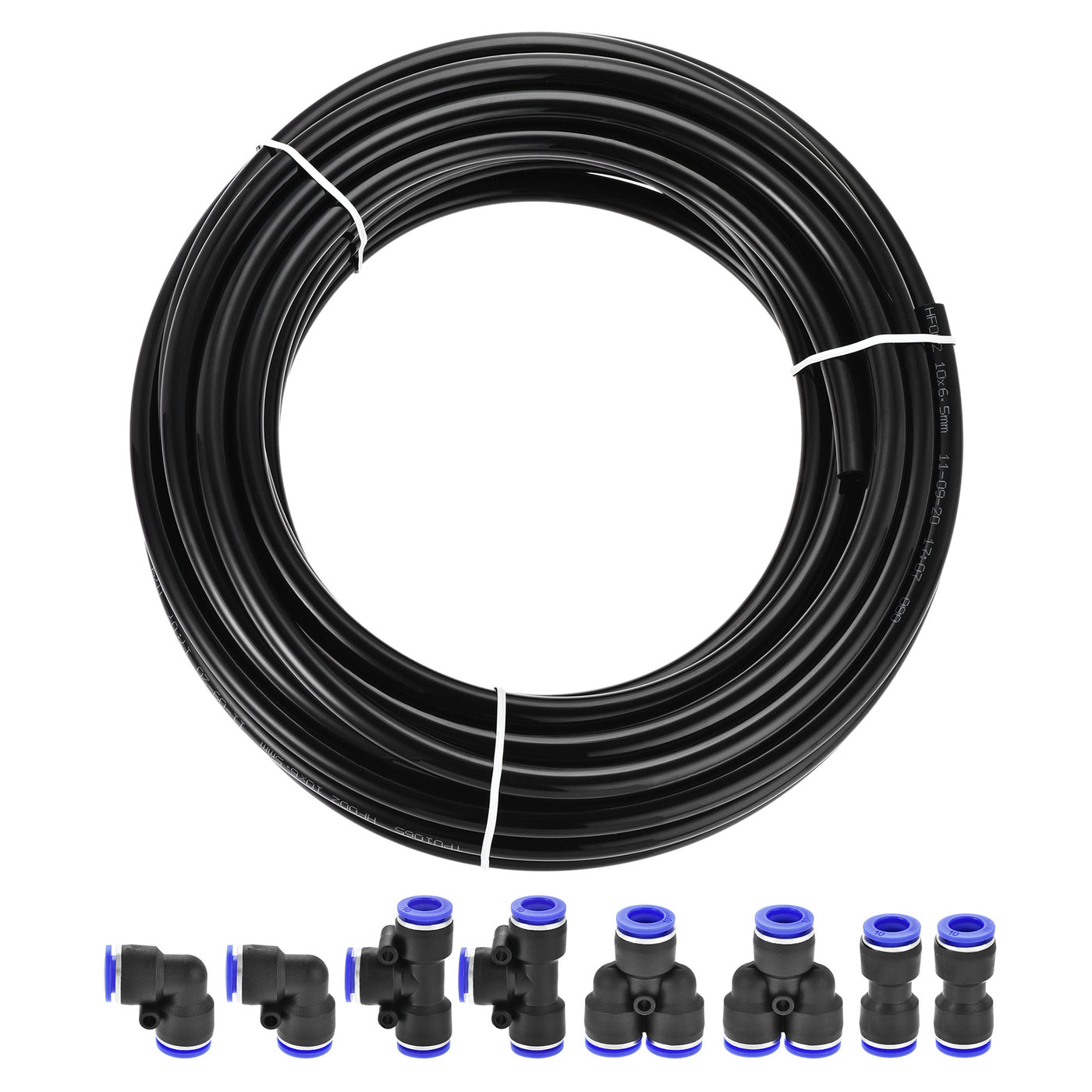 uxcell Uxcell Pneumatic OD Polyurethane PU Air Hose Tubing Kit with 8 Pcs Push to Connect Fittings