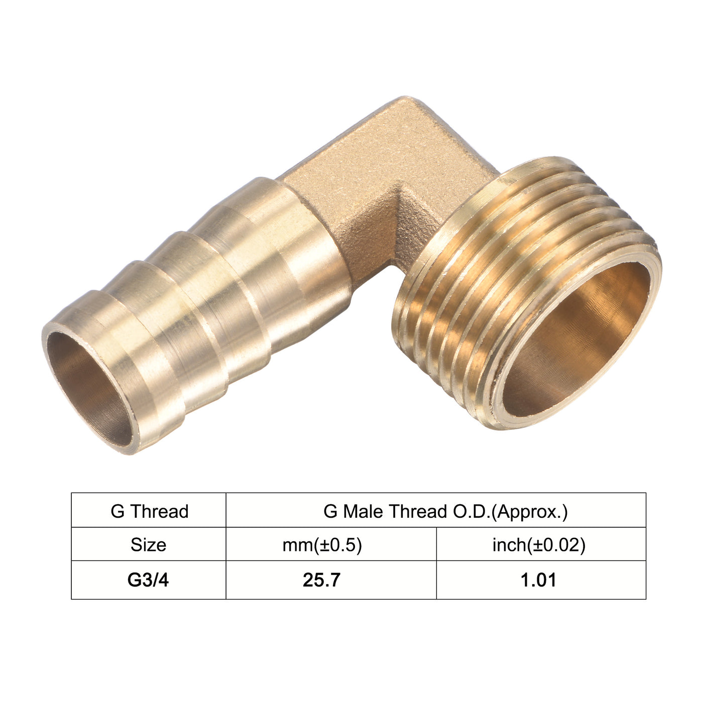 Uxcell Uxcell Brass Hose Barb Fitting Elbow 19mm x G3/4 Male Thread Right Angle Pipe Connector with Stainless Steel Hose Clamp