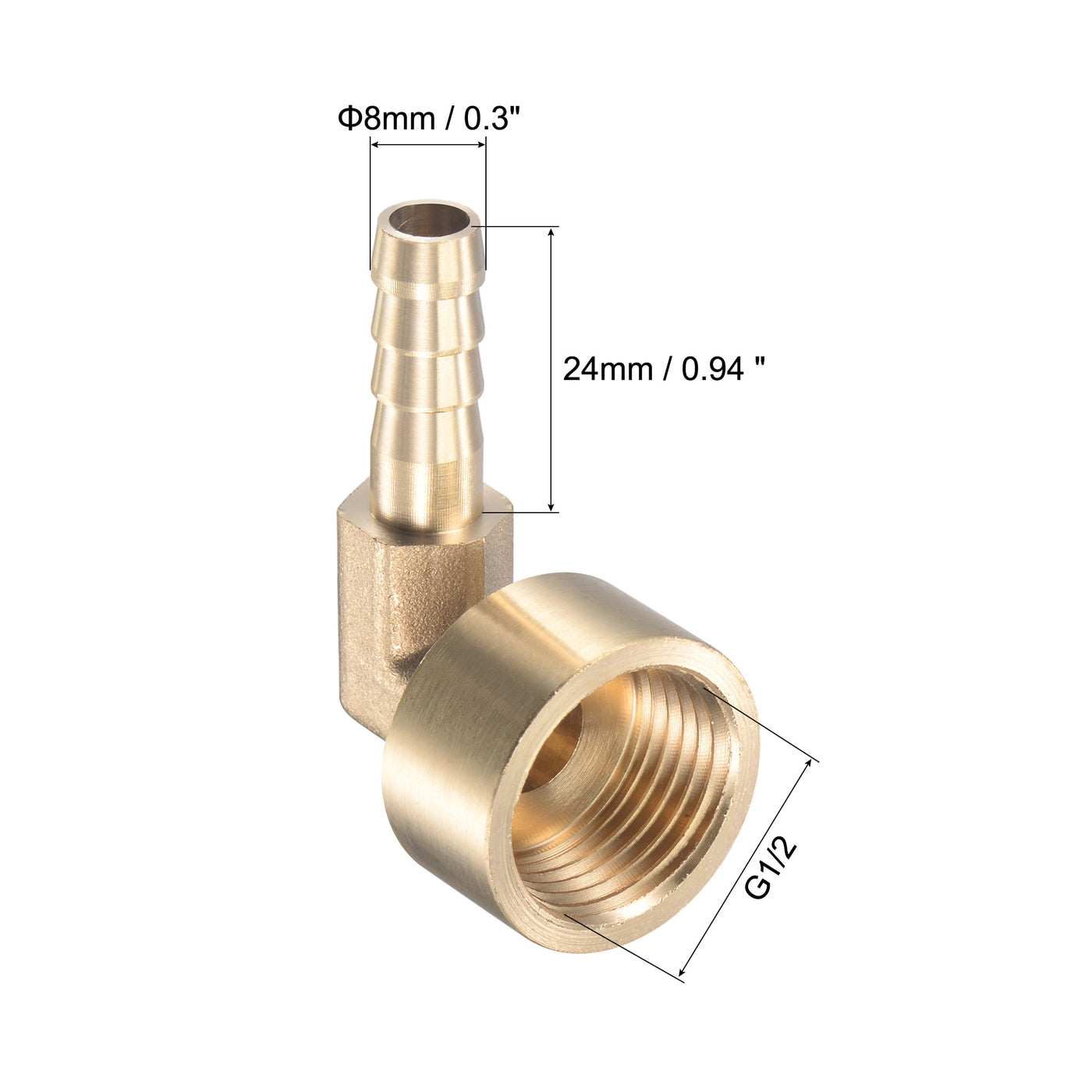 Uxcell Uxcell Brass Hose Barb Fitting Elbow 16mm x G1/2 Female Thread Pipe Connector with Stainless Steel Hose Clamp