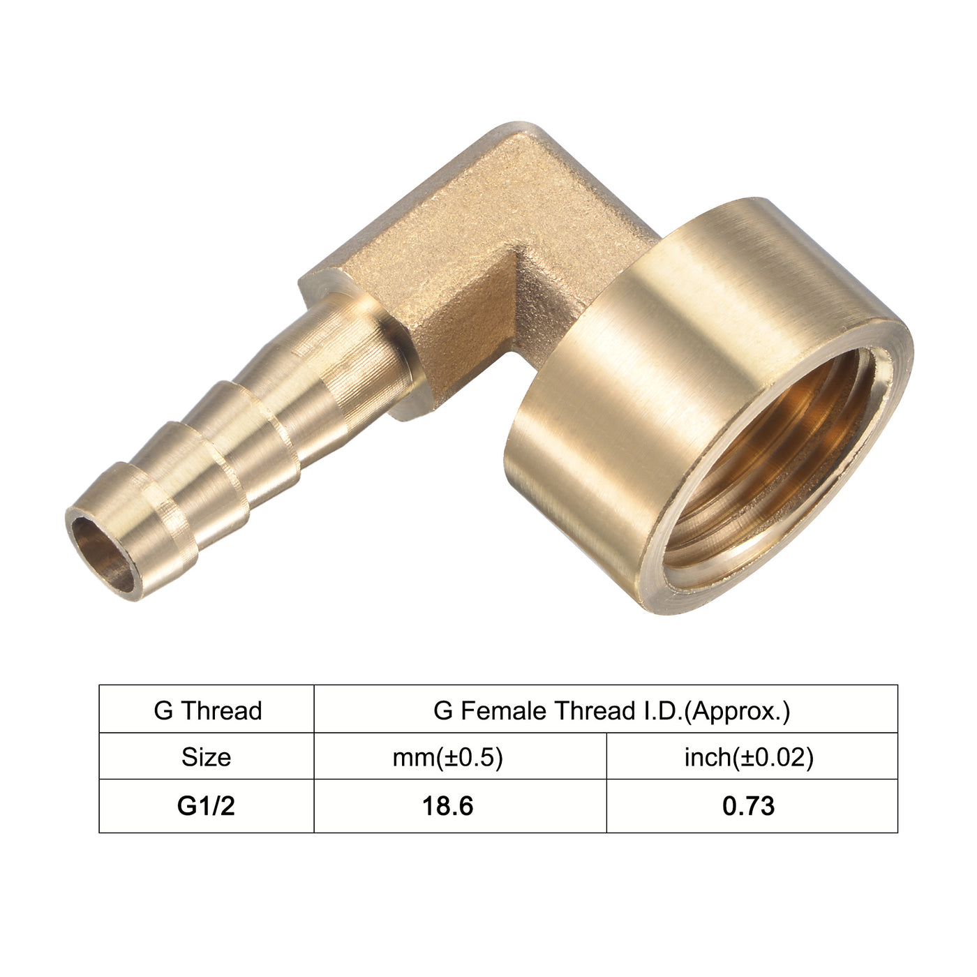 Uxcell Uxcell Brass Hose Barb Fitting Elbow 16mm x G1/2 Female Thread Pipe Connector with Stainless Steel Hose Clamp