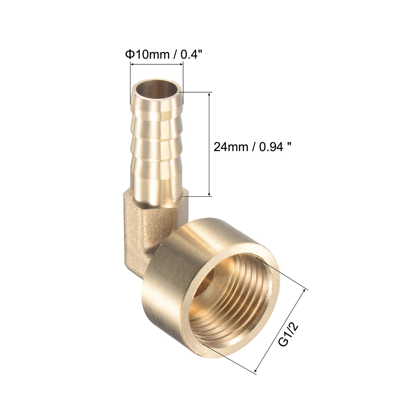 Uxcell Uxcell Brass Hose Barb Fitting Elbow 16mm x G1/2 Female Thread Pipe Connector with Stainless Steel Hose Clamp