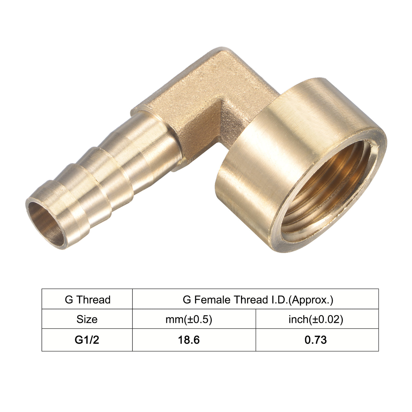 Uxcell Uxcell Brass Hose Barb Fitting Elbow 16mm x G1/2 Female Thread Pipe Connector with Stainless Steel Hose Clamp