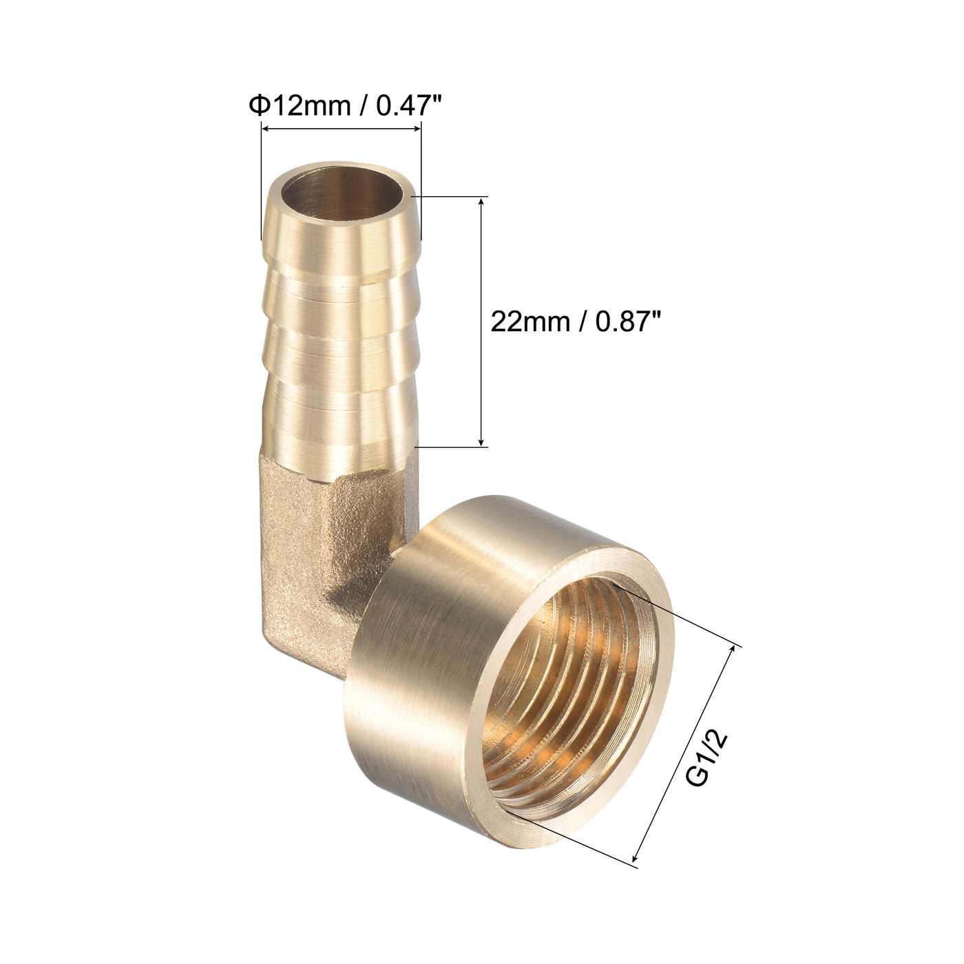 Uxcell Uxcell Brass Hose Barb Fitting Elbow 16mm x G1/2 Female Thread Pipe Connector with Stainless Steel Hose Clamp