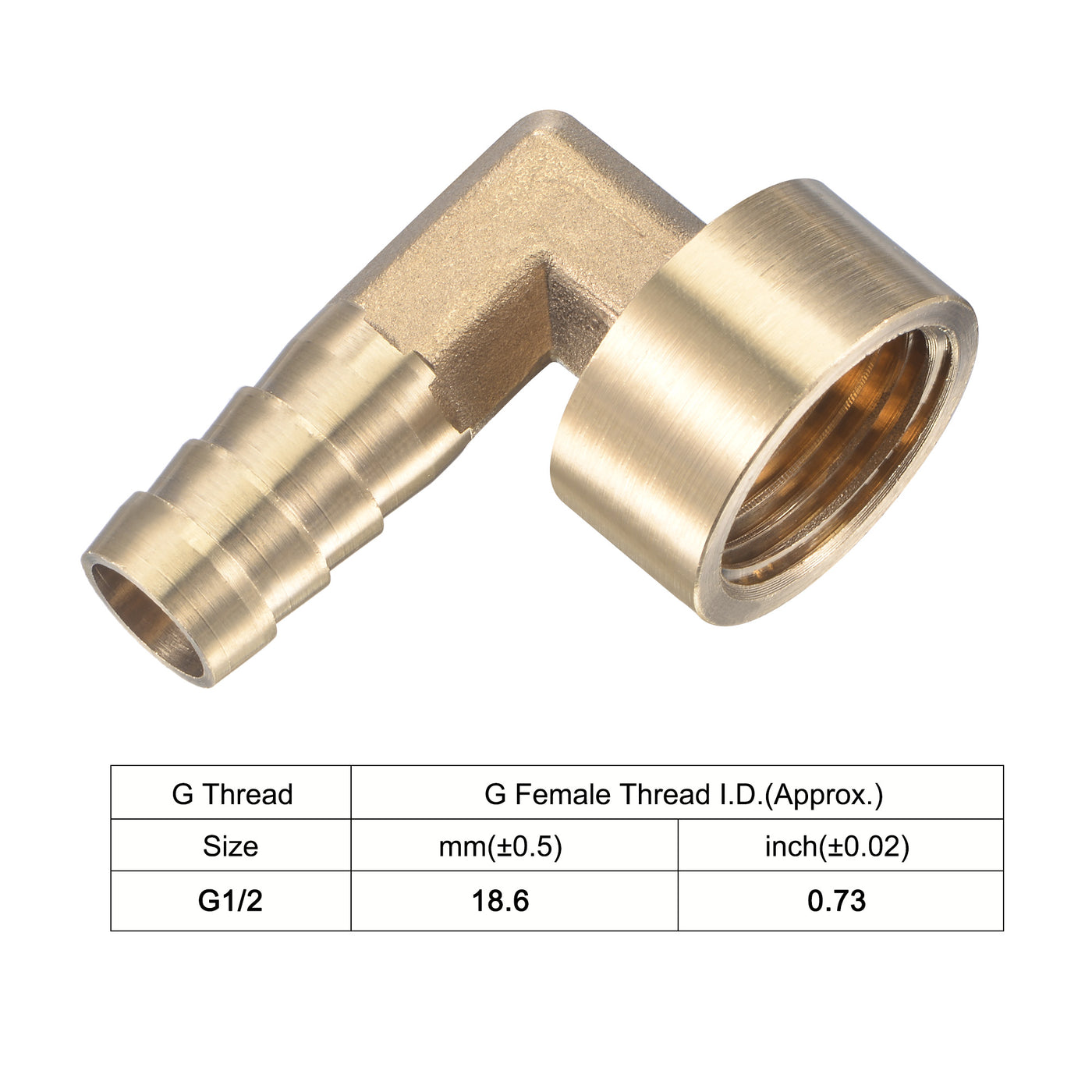 Uxcell Uxcell Brass Hose Barb Fitting Elbow 16mm x G1/2 Female Thread Pipe Connector with Stainless Steel Hose Clamp