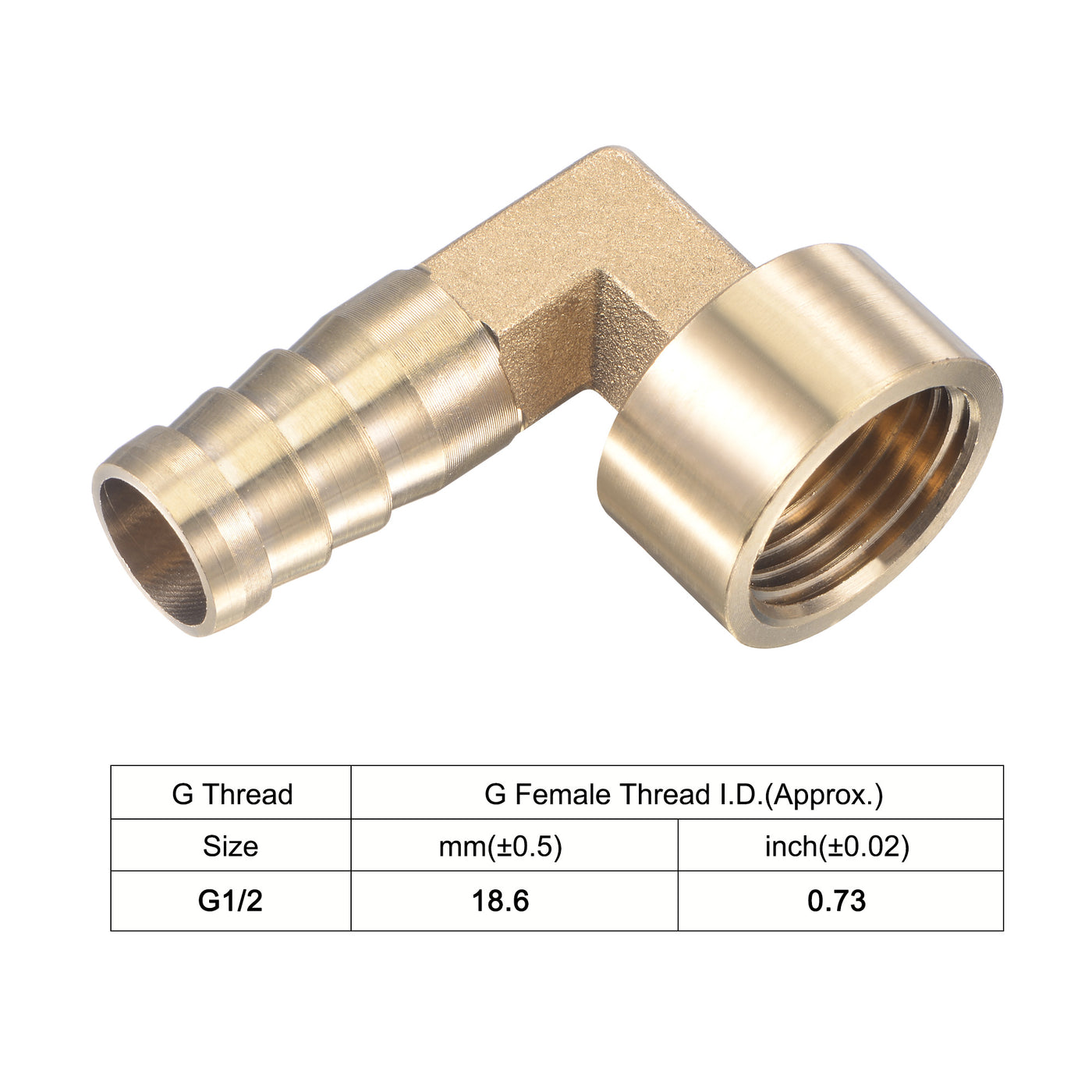 Uxcell Uxcell Brass Hose Barb Fitting Elbow 16mm x G1/2 Female Thread Pipe Connector with Stainless Steel Hose Clamp