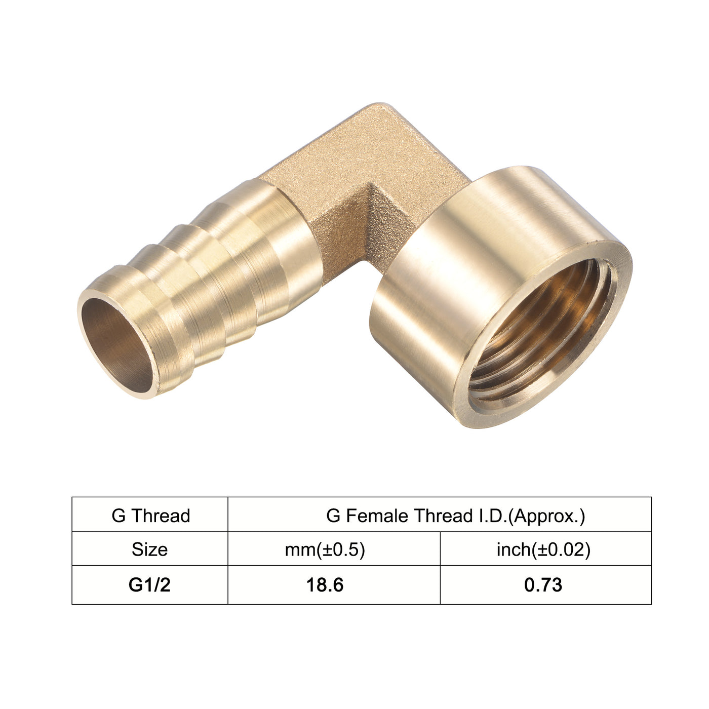 Uxcell Uxcell Brass Hose Barb Fitting Elbow 16mm x G1/2 Female Thread Pipe Connector with Stainless Steel Hose Clamp