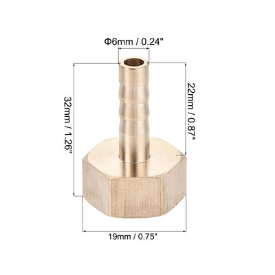 Harfington Uxcell Brass Barb Hose Fitting Connector Adapter 6mm Barbed x G3/8 Female Pipe with 6-12mm Hose Clamp 2Set