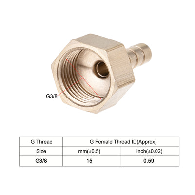Harfington Uxcell Brass Barb Hose Fitting Connector Adapter 6mm Barbed x G3/8 Female Pipe with 6-12mm Hose Clamp 2Set