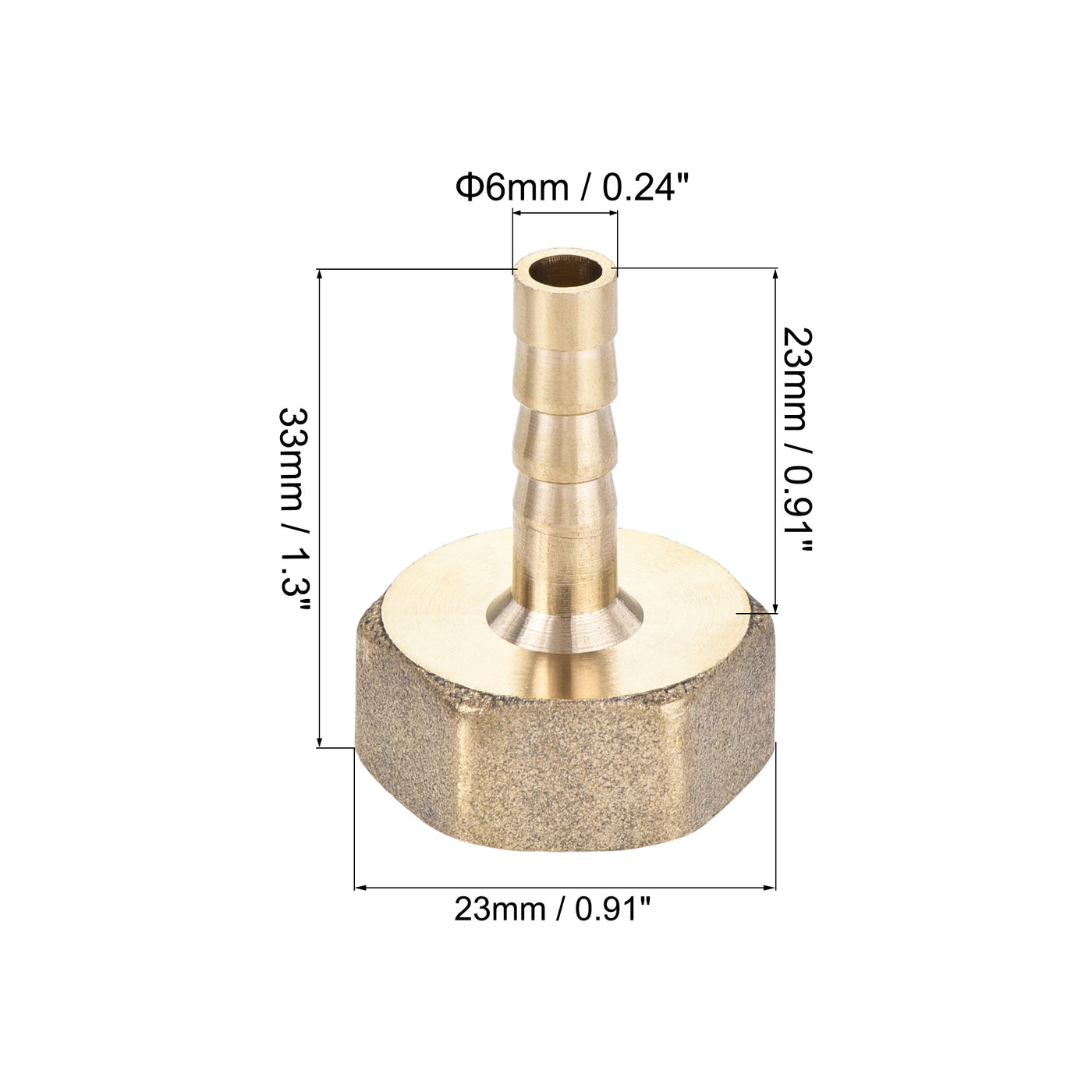 uxcell Uxcell Brass Barb Hose Fitting Connector Adapter 6mm Barbed x G1/2 Female Pipe with 6-12mm Hose Clamp 2Set