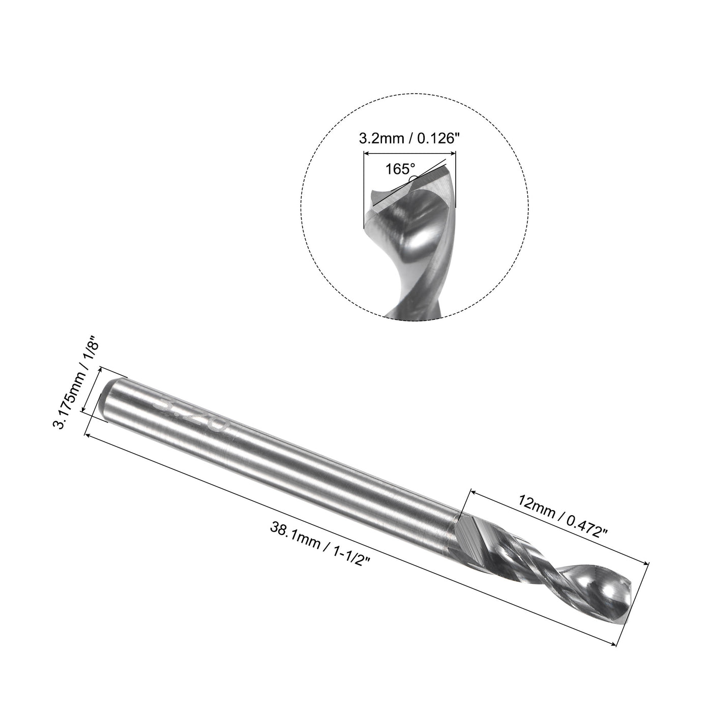 Uxcell Uxcell 3.5mm Tungsten Carbide Spiral Flute 1/8" Shank Circuit Board PCB Drill Bit