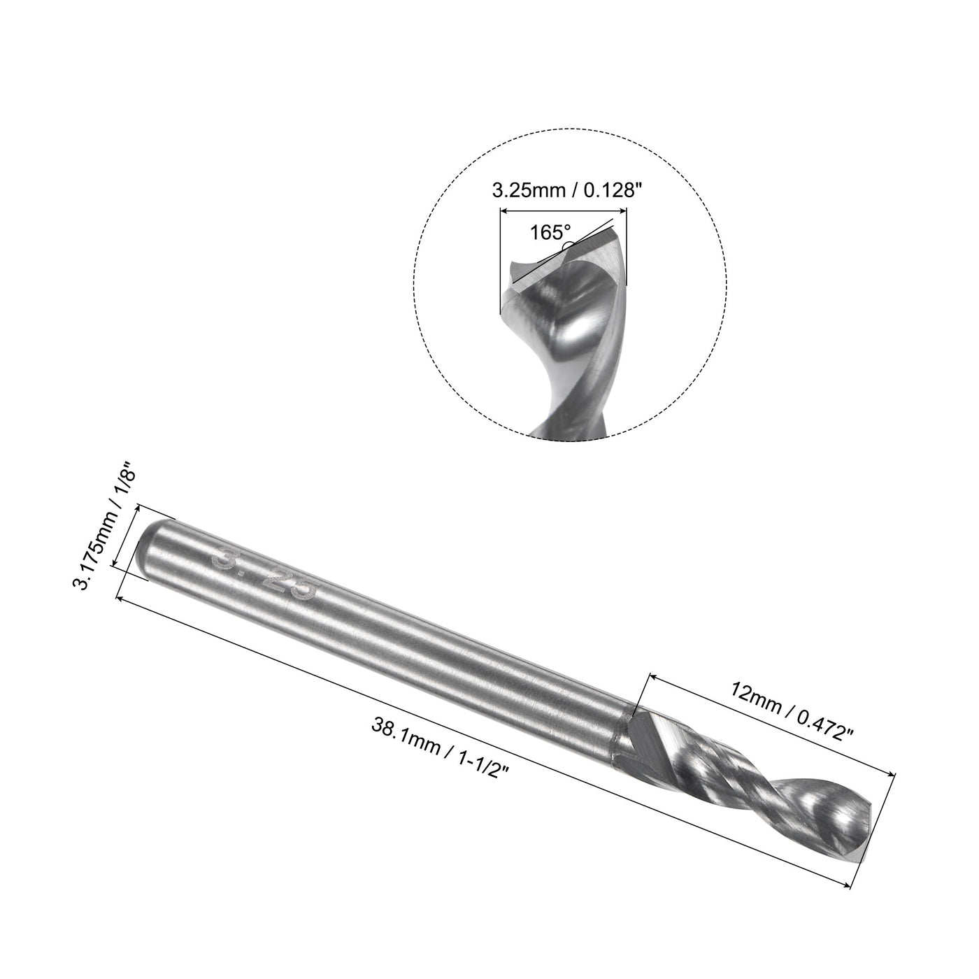 Uxcell Uxcell 3.5mm Tungsten Carbide Spiral Flute 1/8" Shank Circuit Board PCB Drill Bit