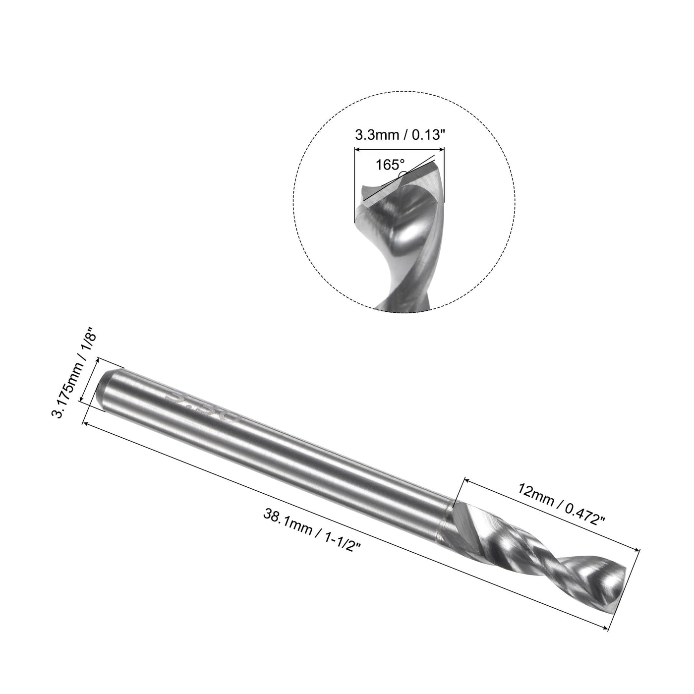 Uxcell Uxcell 3.5mm Tungsten Carbide Spiral Flute 1/8" Shank Circuit Board PCB Drill Bit