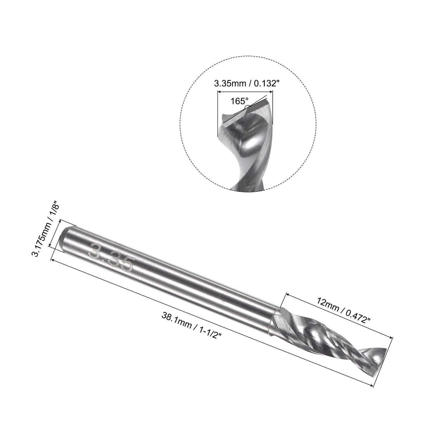 Uxcell Uxcell 3.5mm Tungsten Carbide Spiral Flute 1/8" Shank Circuit Board PCB Drill Bit