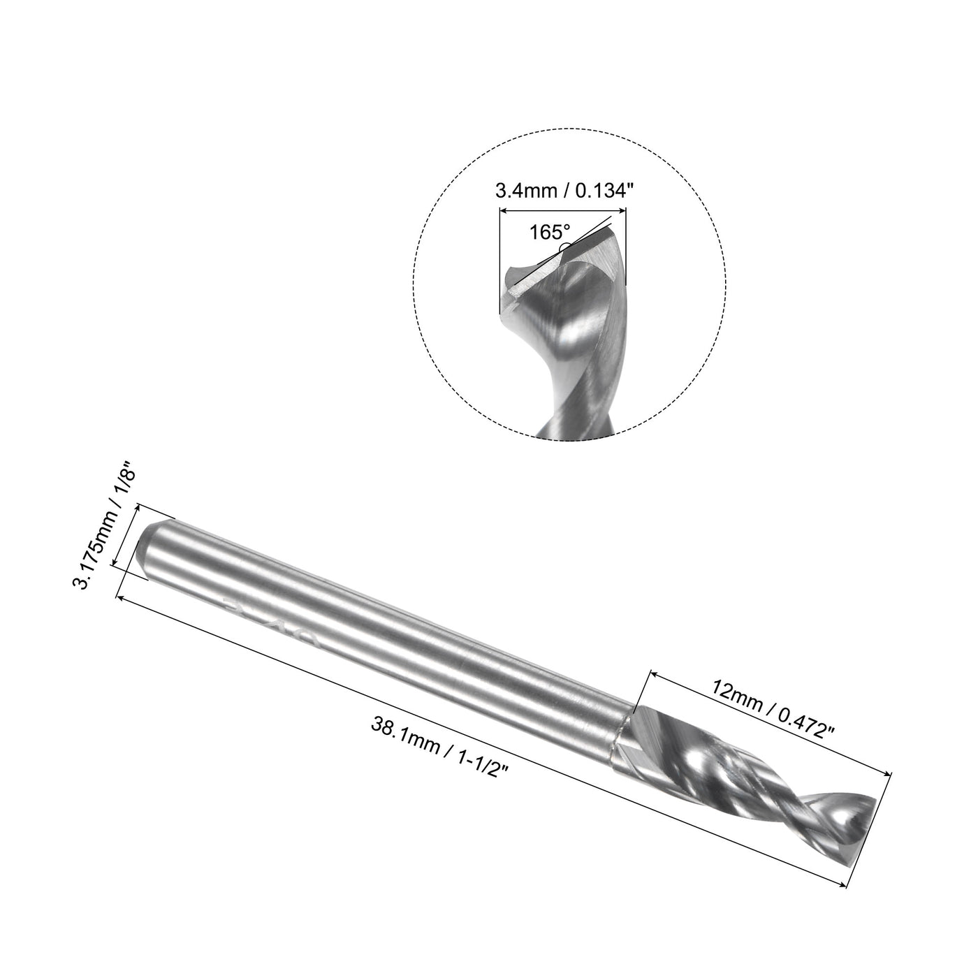 Uxcell Uxcell 3.5mm Tungsten Carbide Spiral Flute 1/8" Shank Circuit Board PCB Drill Bit