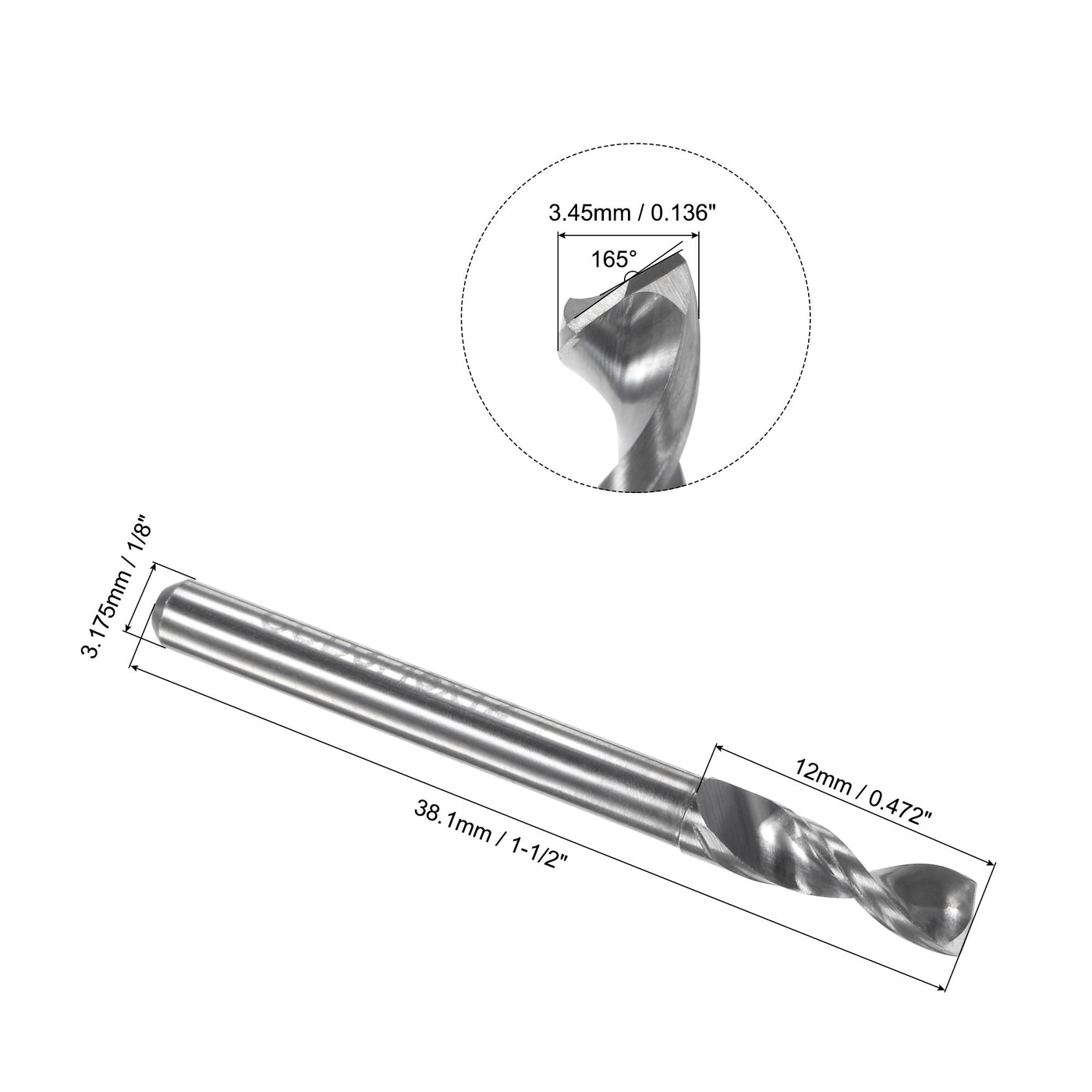 Uxcell Uxcell 3.5mm Tungsten Carbide Spiral Flute 1/8" Shank Circuit Board PCB Drill Bit