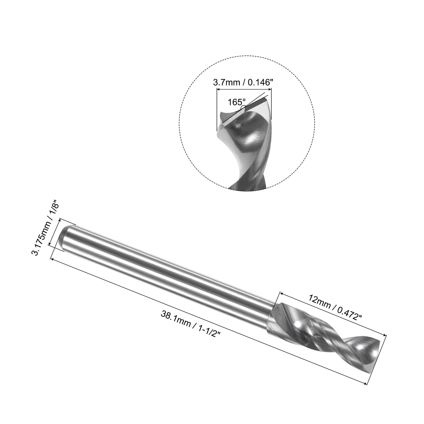 Uxcell Uxcell 3.5mm Tungsten Carbide Spiral Flute 1/8" Shank Circuit Board PCB Drill Bit