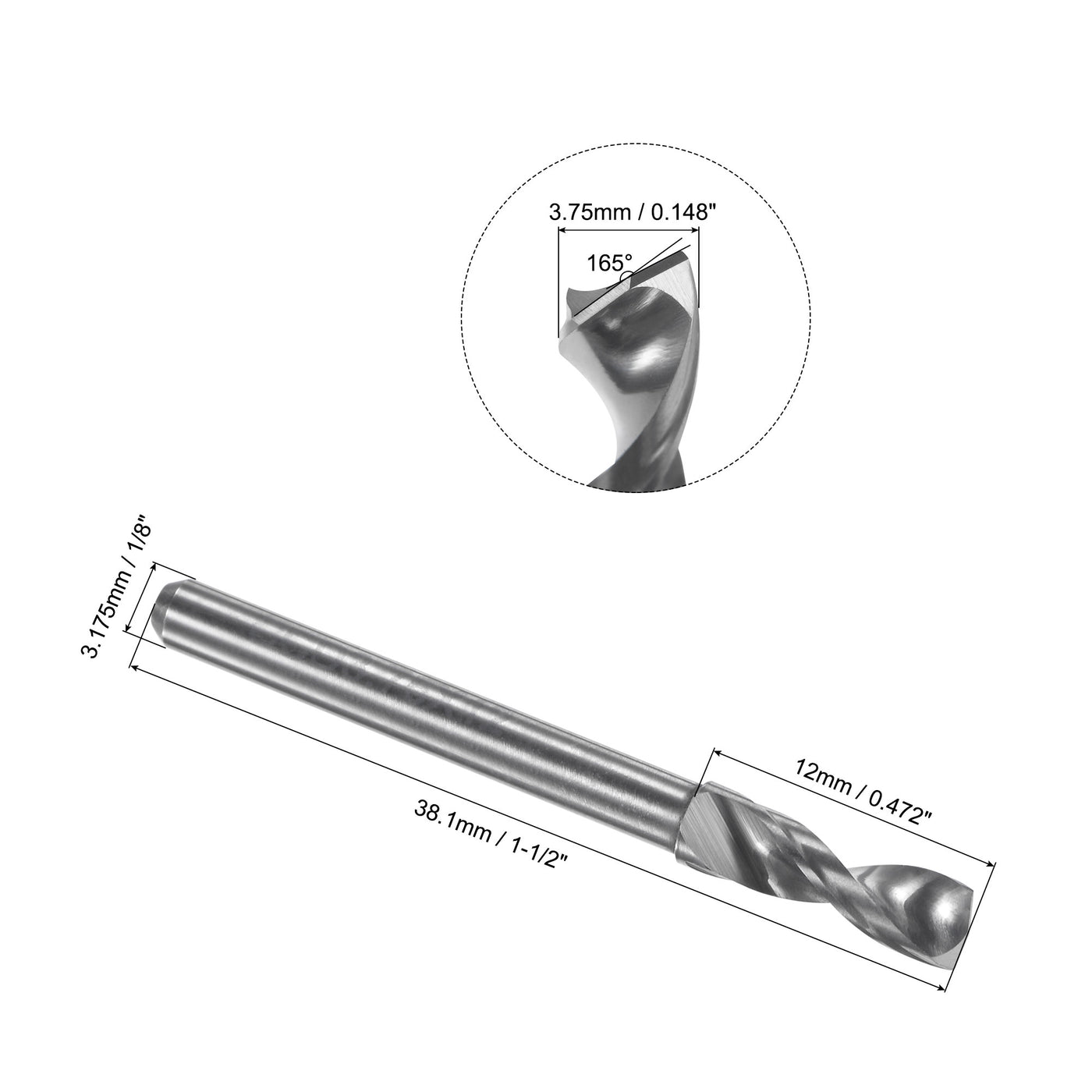 Uxcell Uxcell 3.5mm Tungsten Carbide Spiral Flute 1/8" Shank Circuit Board PCB Drill Bit