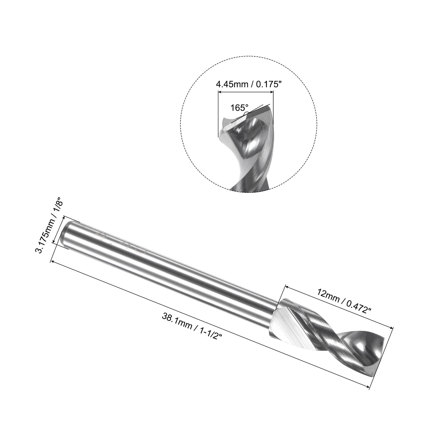 Uxcell Uxcell 4.85mm Tungsten Carbide Spiral Flute 1/8" Shank Circuit Board PCB Drill Bit