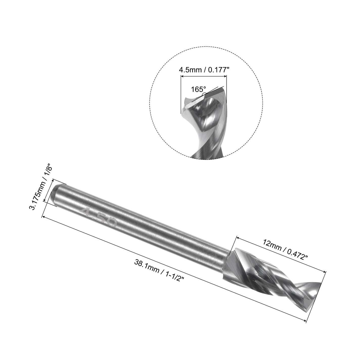 Uxcell Uxcell 4.85mm Tungsten Carbide Spiral Flute 1/8" Shank Circuit Board PCB Drill Bit