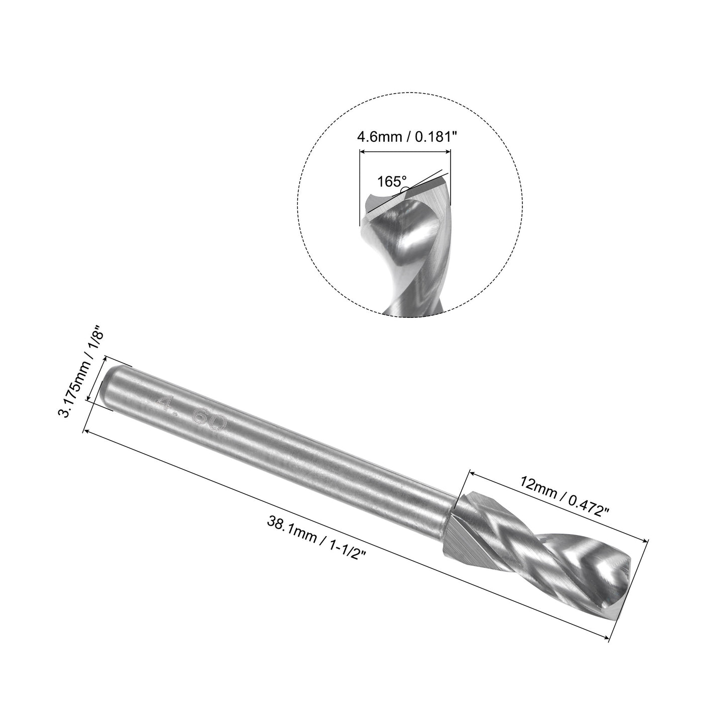 Uxcell Uxcell 4.85mm Tungsten Carbide Spiral Flute 1/8" Shank Circuit Board PCB Drill Bit