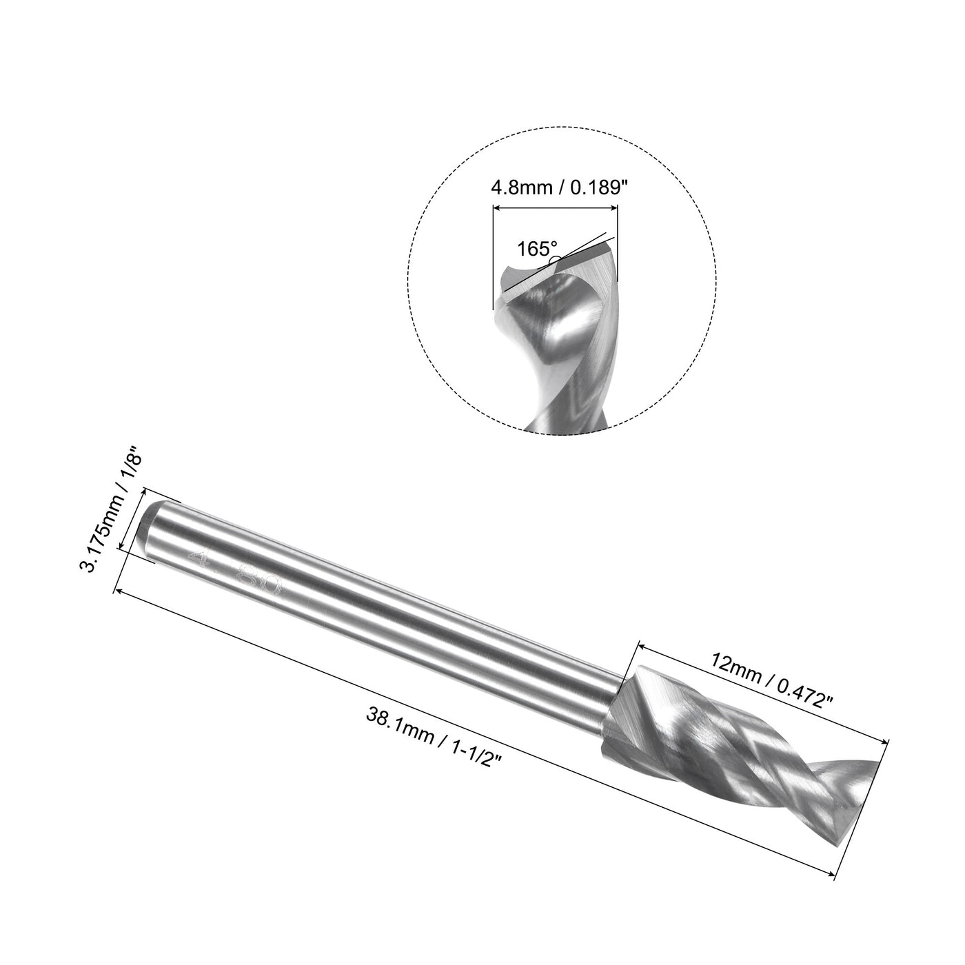 Uxcell Uxcell 4.85mm Tungsten Carbide Spiral Flute 1/8" Shank Circuit Board PCB Drill Bit