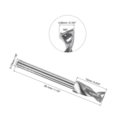 Harfington Uxcell 4.85mm Tungsten Carbide Spiral Flute 1/8" Shank Circuit Board PCB Drill Bit