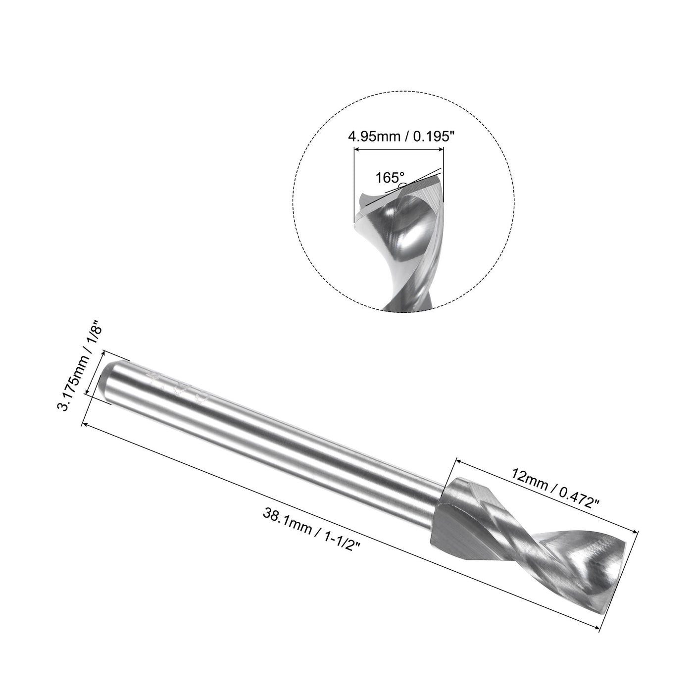 Uxcell Uxcell 4.85mm Tungsten Carbide Spiral Flute 1/8" Shank Circuit Board PCB Drill Bit