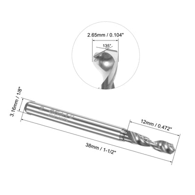 Harfington Uxcell 3.15mm Tungsten Carbide Spiral Flute 1/8" Shank Circuit Board PCB Drill Bit 8pcs